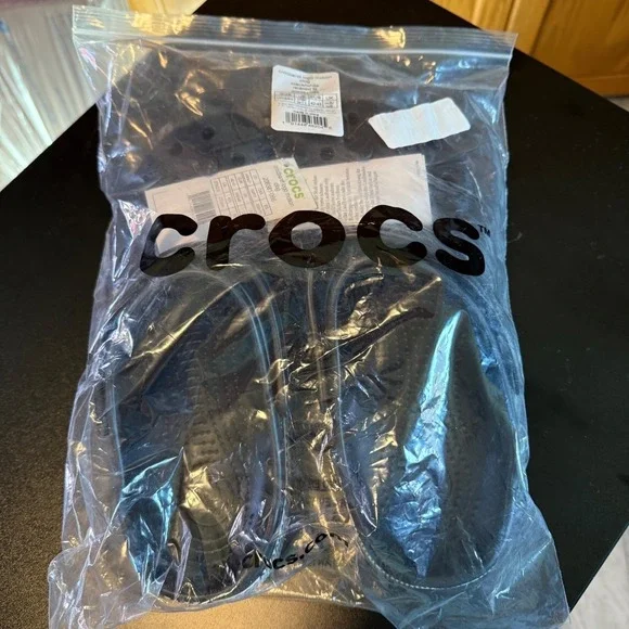 Crocs Crocband Logo Motion Clog Black‎ White Mens 9 Womens 11 Shoes NEW - Picture 5 of 9